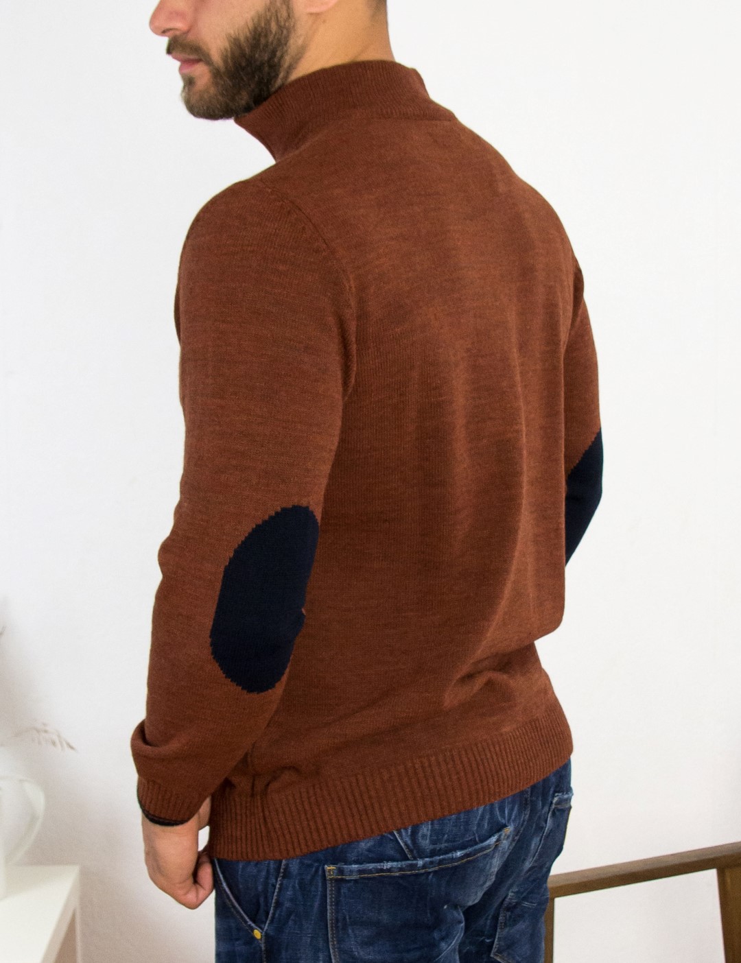 Darious ανδρικό κεραμιδί πλεκτό πουλόβερ με διχρωμία 18555A φωτογραφία